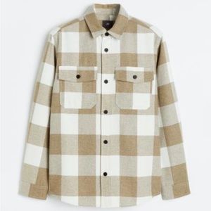 H&M Dark Beige/Plaid Twill Overshirt